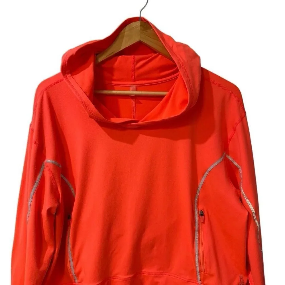 Free People Movement Neon Orange Hoodie Size Large with Reflective Strips